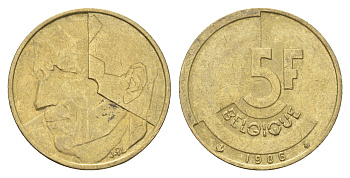 Бельгия 5 франков 1986 Belgique, Бодуэн I (1951-1993) KM 163 медь алюминий никель 4706-217