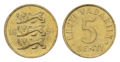 Эстония 5 сентов 1991 KM 21 латунь UNC 4694-1244