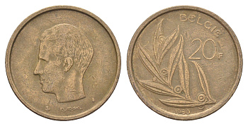 Бельгия 20 франков 1980 Belgie, Бодуэн I (1951-1993) KM 160 никель латунь 4704-1237