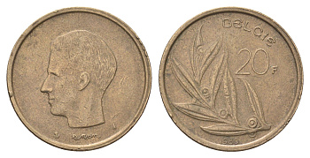 Бельгия 20 франков 1980 Belgie, Бодуэн I (1951-1993) KM 160 никель латунь 4704-1235