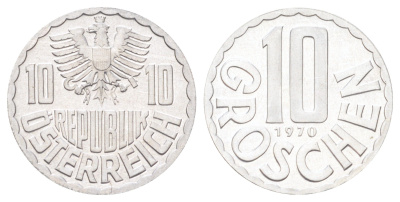Австрия 10 грошей 1970 KM 2878 алюминий PROOF 4708-557