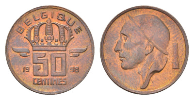 Бельгия 50 сантимов 1998 Belgique, Бодуэн I (1951-1993) KM 148 бронза 4705-245