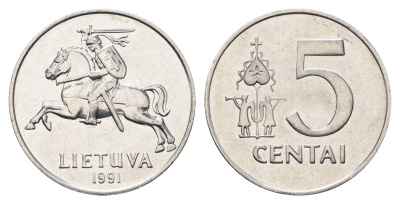 Литва 5 центов (сентов) 1991 год-тип KM 87 алюминий UNC 4695-355