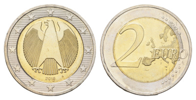 Германия 2 евро 2016 A KM 258 биметалл UNC 4707-1124