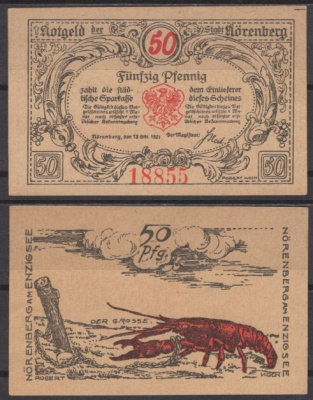 Неренберг 50 пфеннигов 1920 Mehl Grabowski 979.37a бумага UNC (пресс) 8592-19-3-2