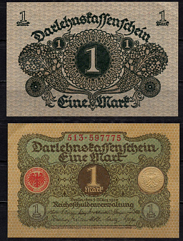 Германия 1 марка 1920 Pick 58 бумага 7198-24-3-2