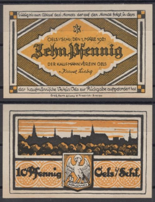 Эльс 10 пфеннигов 1921 Tieste 5320.05.20 бумага UNC (пресс) 8613-55-2-1