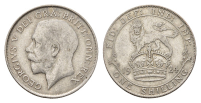 Великобритания 1 шиллинг 1924 Георг V (1910-1936) KM 816a, Spink 4023А серебро 27-145
