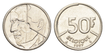 Бельгия 50 франков 1987 Belgique, Бодуэн I (1951-1993) KM 168 никель 4706-114