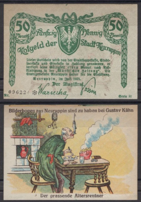 Нойруппин 50 пфеннигов 1921 DeNG 2 959.2-2/4 бумага UNC (пресс) 8612-49-1-2