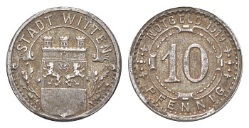 Виттен 10 пфеннигов 1919 Funck 604.5, Men05 27464.10, Men18 34499.10 железо 4708-959