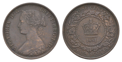 Канада, Новая Шотландия 1 цент 1861 Виктория (1837-1901) KM 8 бронза 1518-1323