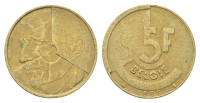 Бельгия 5 франков 1986 Belgie, Бодуэн I (1951-1993) KM 164 медь алюминий никель 4706-324