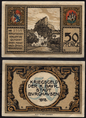 Германия 50 пфенингов 1918 нотгельд, Бургхаузен DeNG 5 B105 бумага 7198-33-2-1