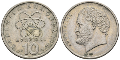 Греция 10 драхм 1976 Демокрит KM 119 медно-никель 4606-1146