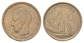 Бельгия 20 франков 1982 Belgie, Бодуэн I (1951-1993) KM 160 никель латунь 4704-1253