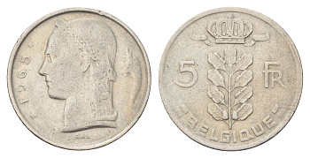 Бельгия 5 франков 1965 Belgique, Бодуэн I (1951-1993) KM 134 медно-никель 4704-1053