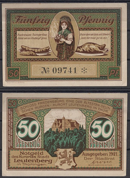 Лойтенберг 50 пфеннигов 1921 DeNG 2 796.1a-2/2 бумага UNC (пресс) 8607-79-2-1