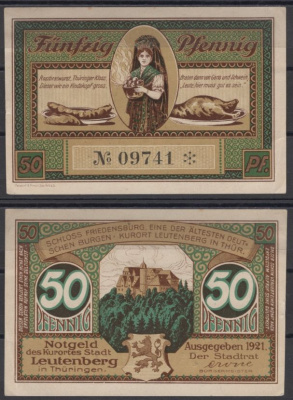 Лойтенберг 50 пфеннигов 1921 DeNG 2 796.1a-2/2 бумага UNC (пресс) 8607-79-2-1
