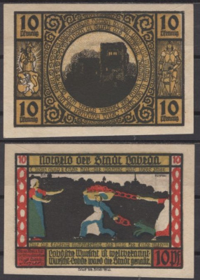 Лобеда 10 пфеннигов 1921 DeNG 2 808.1-1/8 бумага UNC (пресс) 8608-25-2-2