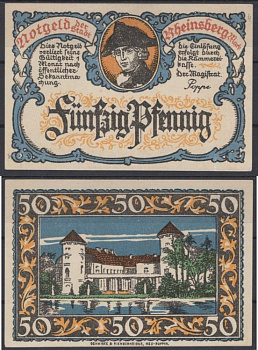Рейнсберг 50 пфеннигов 1922 Grabowski 1120.4b бумага UNC (пресс) 2193-48-2-1