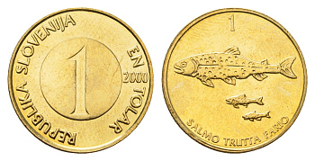 Словения 1 толар 2000 KM 4 латунь UNC 4697-545
