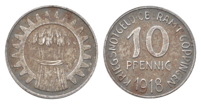 Гёппинген 10 пфеннигов 1918 Funck 163.2A, Men05 9198.4, Men18 11532.4 железо 4708-927
