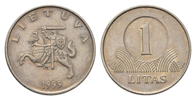 Литва 1 лит 1999 KM 111 медно-никель 4695-423