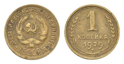 СССР 1 копейка 1929 Y 91 алюминиевая бронза 4702-1113