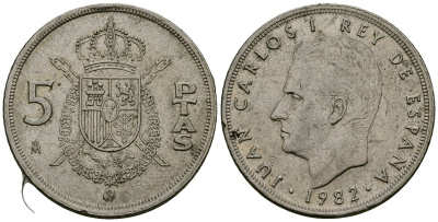 Испания 5 песет 1982 Хуан Карлос I (1975-2014) KM 823 медно-никель 4138-1056