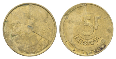 Бельгия 5 франков 1986 Belgique, Бодуэн I (1951-1993) KM 163 медь алюминий никель 4706-156