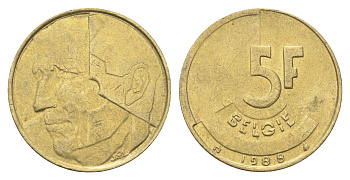 Бельгия 5 франков 1988 Belgie, Бодуэн I (1951-1993) KM 164 медь алюминий никель 4706-332