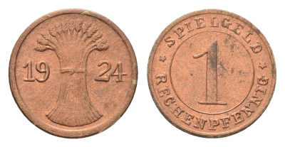 Германия игровой жетон в 1 рентенпфенниг 1924 диаметр 17 мм картон 4702-917