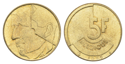 Бельгия 5 франков 1986 Belgique, Бодуэн I (1951-1993) KM 163 медь алюминий никель 4706-223