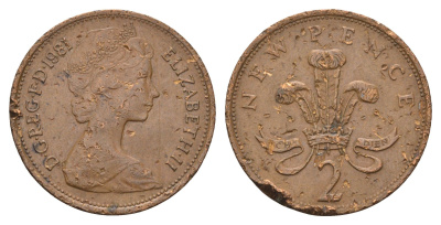 Великобритания 2 пенса 1981 Елизавета II (1952-2022) KM 916, Spink 4235 (C1) бронза 4699-433