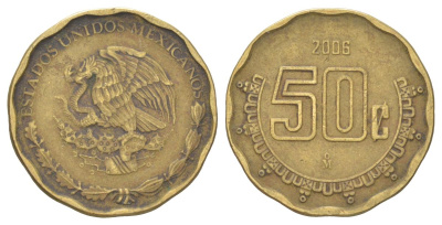 Мексика 50 сентаво 2006 KM 549 алюминиевая бронза 4627-1016