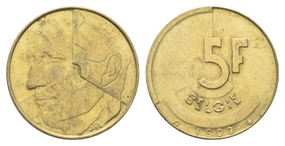 Бельгия 5 франков 1993 Belgie, Бодуэн I (1951-1993) KM 164 медь алюминий никель 4706-337