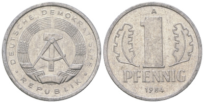 ГДР 1 пфенниг 1984 А KM 8.2 алюминий 4651-113