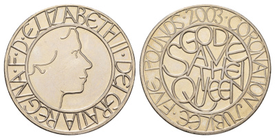 Великобритания 5 фунтов 2003 50 лет Коронации KM 1038, Spink L12 медно-никель UNC 4552-711