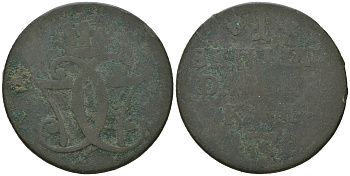 Дания 1 скиллинг 1771 Кристиан VII (1766-1808) KM 616 медь    4364-4241