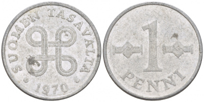 ФИНЛЯНДИЯ 1 ПЕННИ 1970 КМ 44a алюминий 3309-261