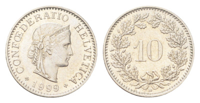 Швейцария 10 раппенов 1999 B KM 27 медно-никель 4708-242