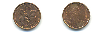 Канада 1 цент 1982 Елизавета II (1952-2022), кленовый лист KM 132 бронза 86-1057