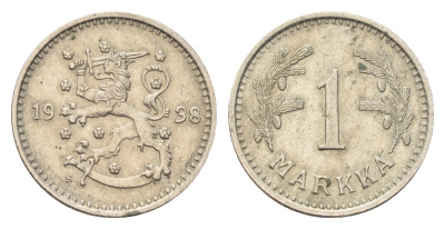 Финляндия 1 марка 1938 KM 30 медно-никель 4706-732