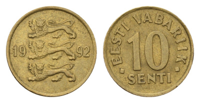 Эстония 10 сентов 1992 KM 22 латунь 4696-127