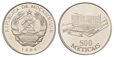 Мозамбик 500 метикалов 1994 год-тип KM 121 сталь плакированная никелем UNC 4661-226