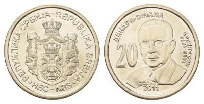 Сербия 20 динаров 2011 Иво Андрич KM 53 медь цинк никель UNC 4695-253