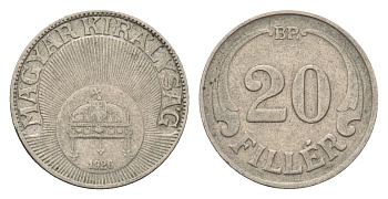 Венгрия 20 филлеров 1926 ВР KM 508 медно-никель 181-1152