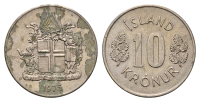 Исландия 10 крон 1975 KM 15 медно-никель 4703-424