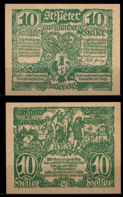 Австрия, Санкт-Петер-ам-Вимберг 10 геллеров 1920 Jaksc/Pick JPR0926-10 бумага UNC (пресс) 2193-15-3-1